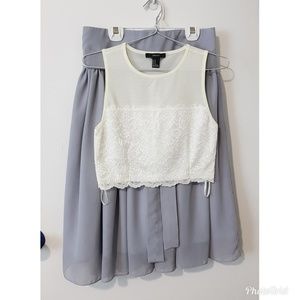 (2) Crop Top + High Waist Flowy Skirt
